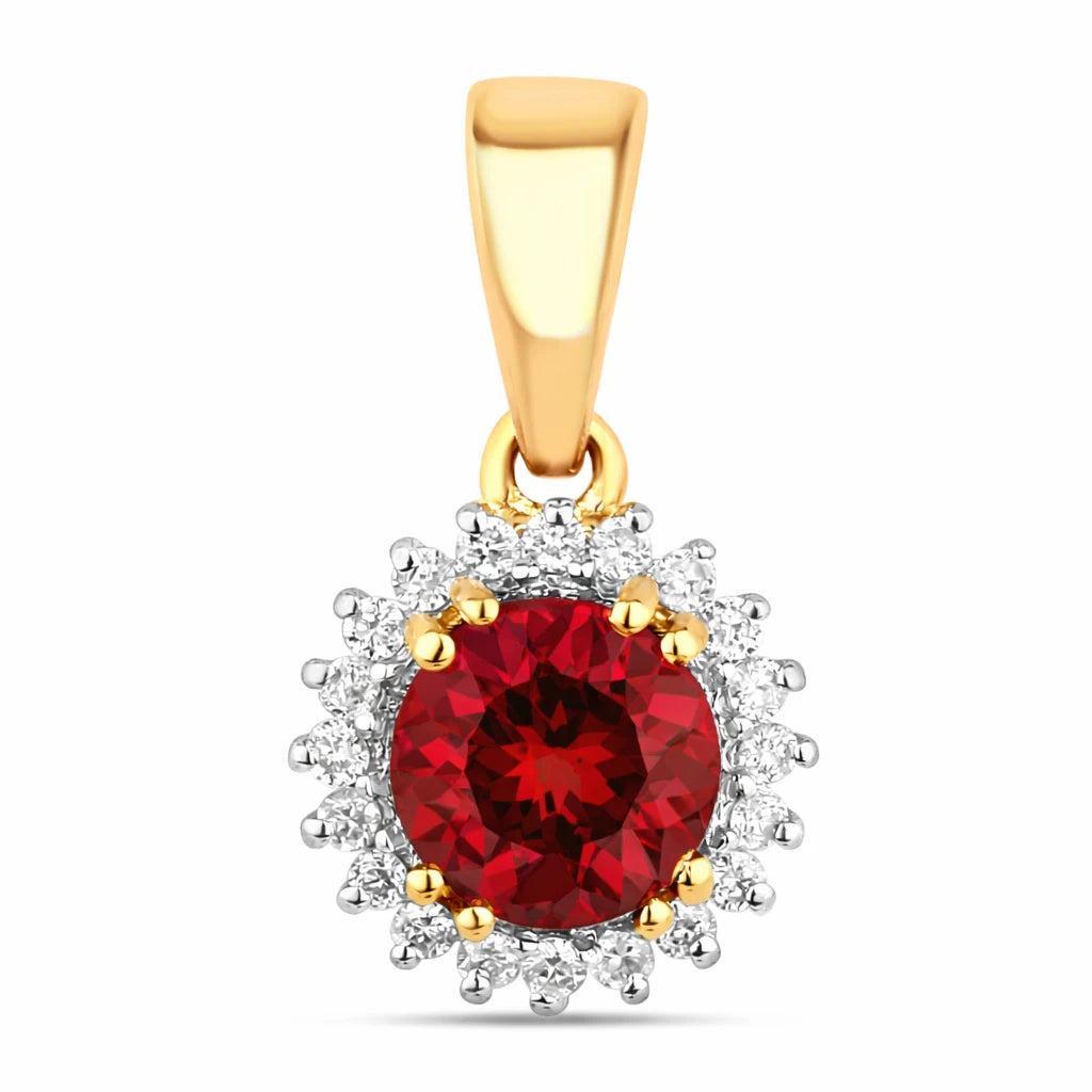 Sunburst Round Cut Diamond Accent Pendant
