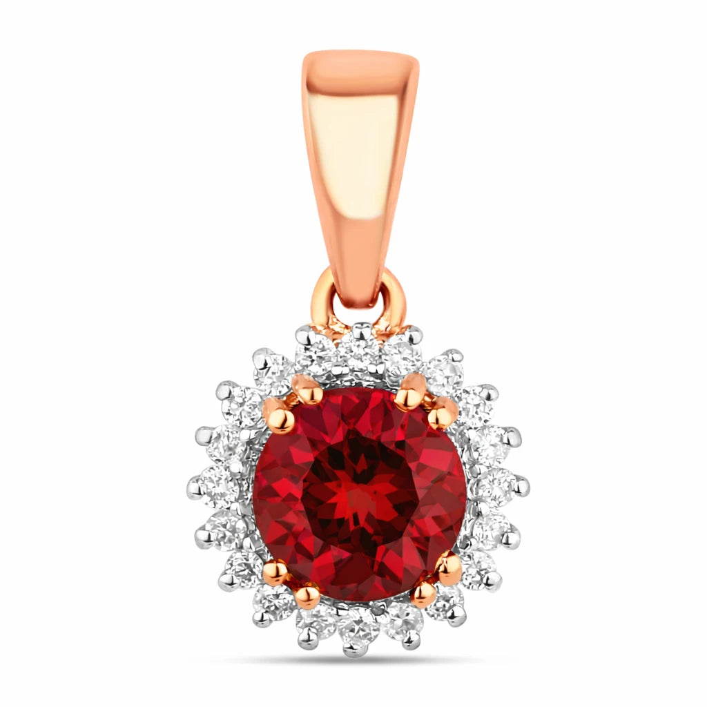 Sunburst Round Cut Diamond Accent Pendant