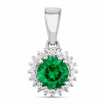 Sunburst Round Cut Diamond Accent Pendant