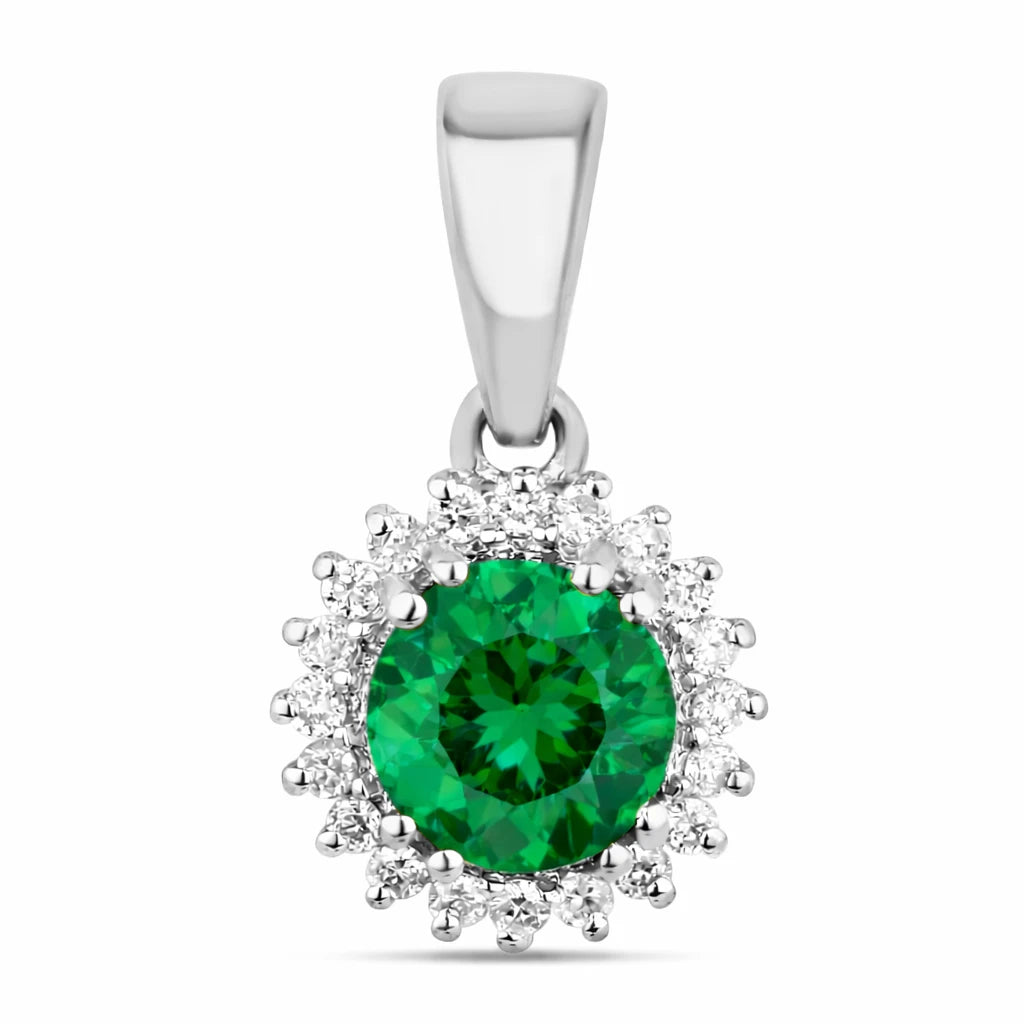 Sunburst Round Cut Diamond Accent Pendant