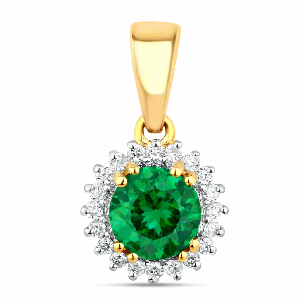 Sunburst Round Cut Diamond Accent Pendant