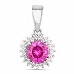 Sunburst Round Cut Diamond Accent Pendant