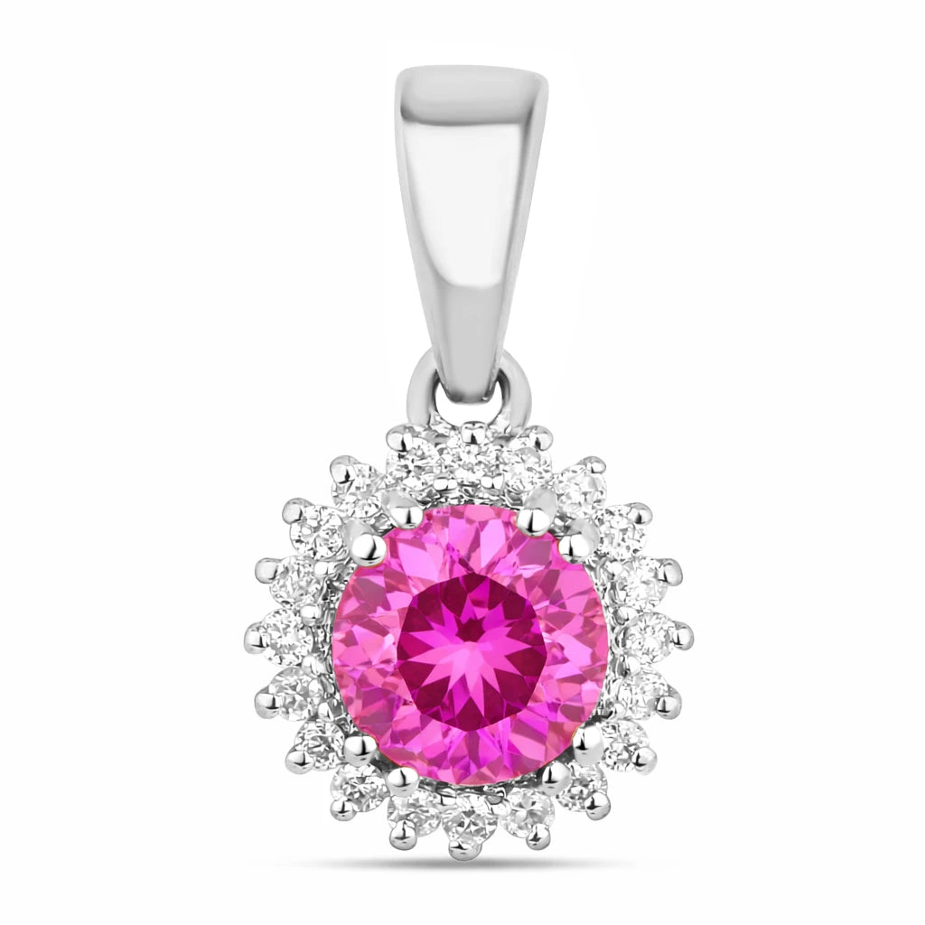 Sunburst Round Cut Diamond Accent Pendant
