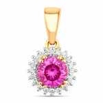 Sunburst Round Cut Diamond Accent Pendant