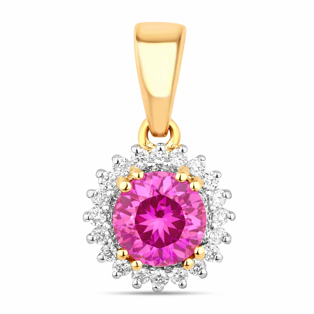 Sunburst Round Cut Diamond Accent Pendant