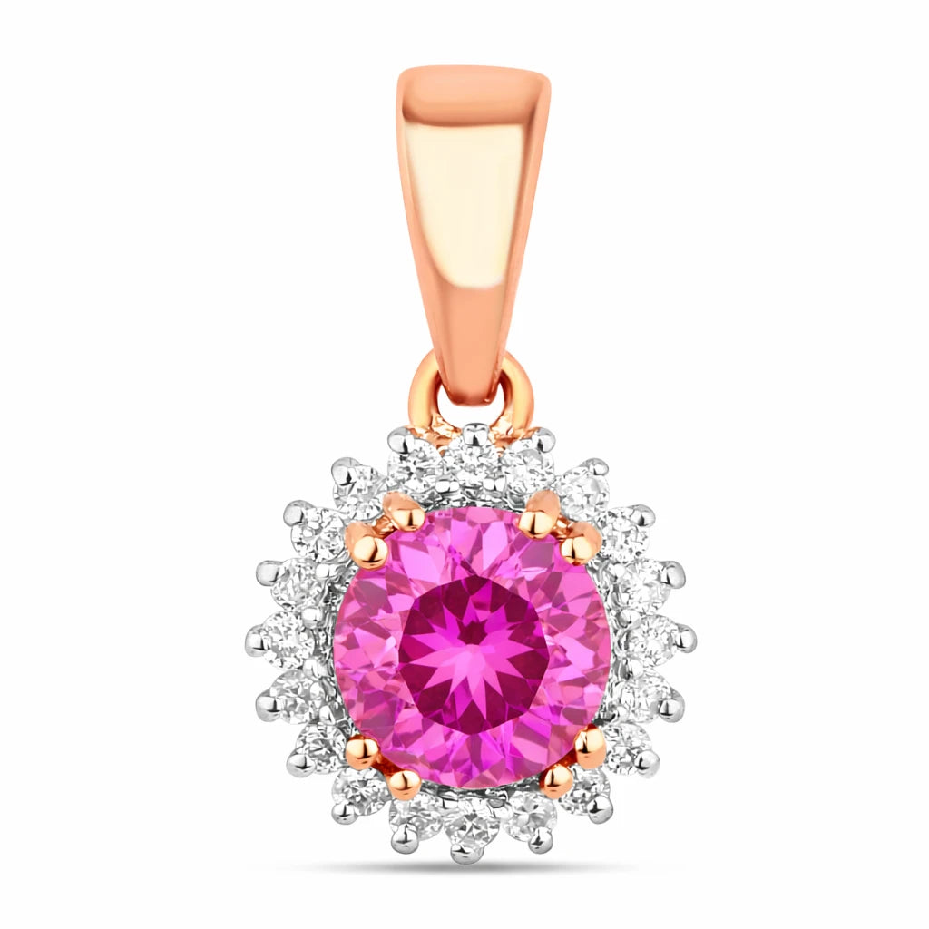 Sunburst Round Cut Diamond Accent Pendant