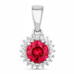 Sunburst Round Cut Diamond Accent Pendant