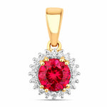 Sunburst Round Cut Diamond Accent Pendant