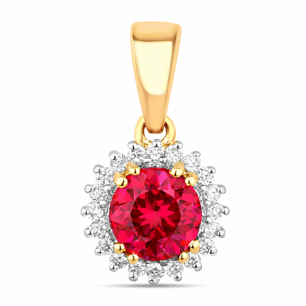 Sunburst Round Cut Diamond Accent Pendant