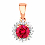 Sunburst Round Cut Diamond Accent Pendant