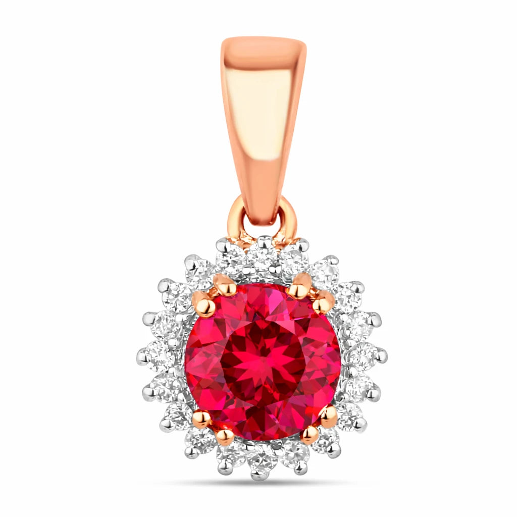 Sunburst Round Cut Diamond Accent Pendant
