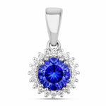 Sunburst Round Cut Diamond Accent Pendant