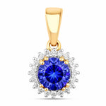 Sunburst Round Cut Diamond Accent Pendant