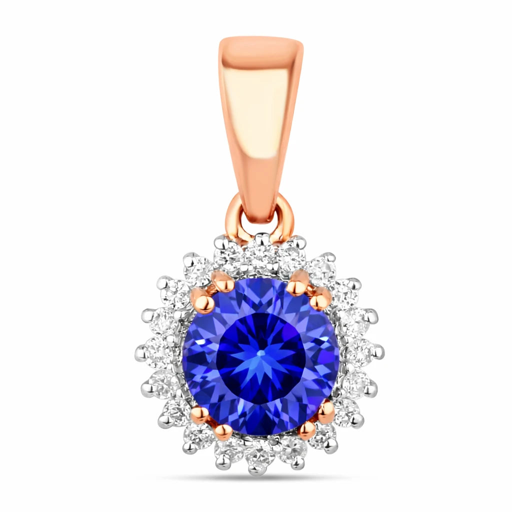 Sunburst Round Cut Diamond Accent Pendant