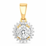 Sunburst Round Cut Diamond Accent Pendant