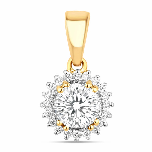 Sunburst Round Cut Diamond Accent Pendant