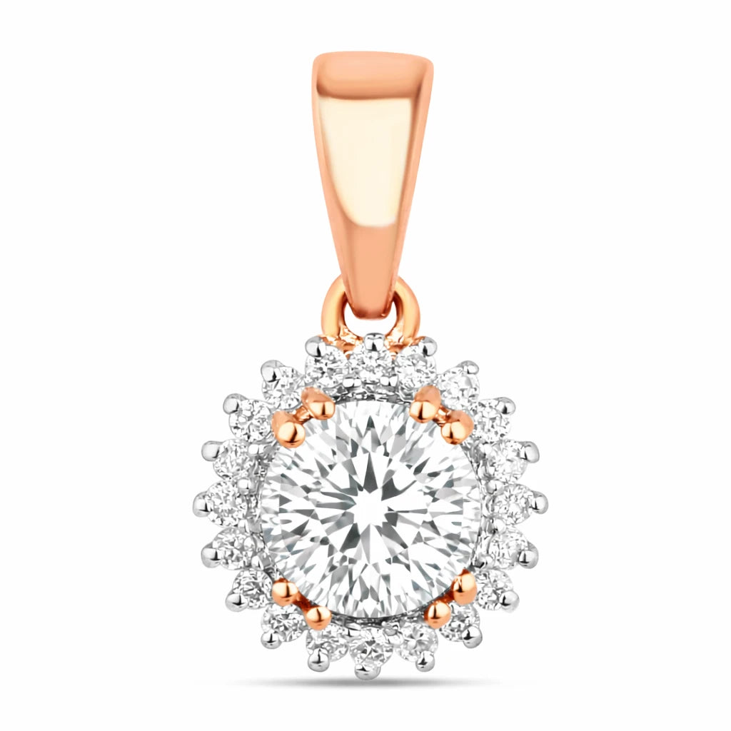 Sunburst Round Cut Diamond Accent Pendant