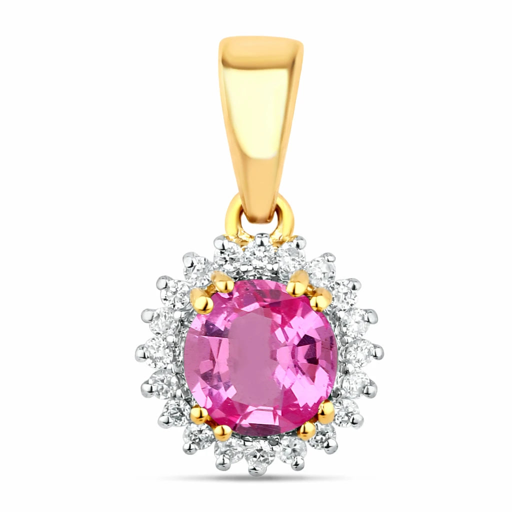Sunburst Round Cut Diamond Accent Pendant