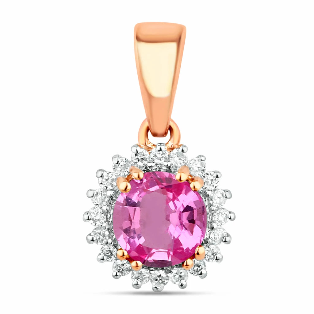Sunburst Round Cut Diamond Accent Pendant