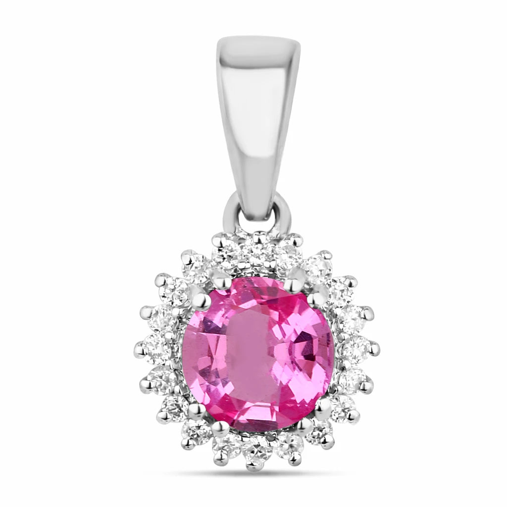 Sunburst Round Cut Diamond Accent Pendant