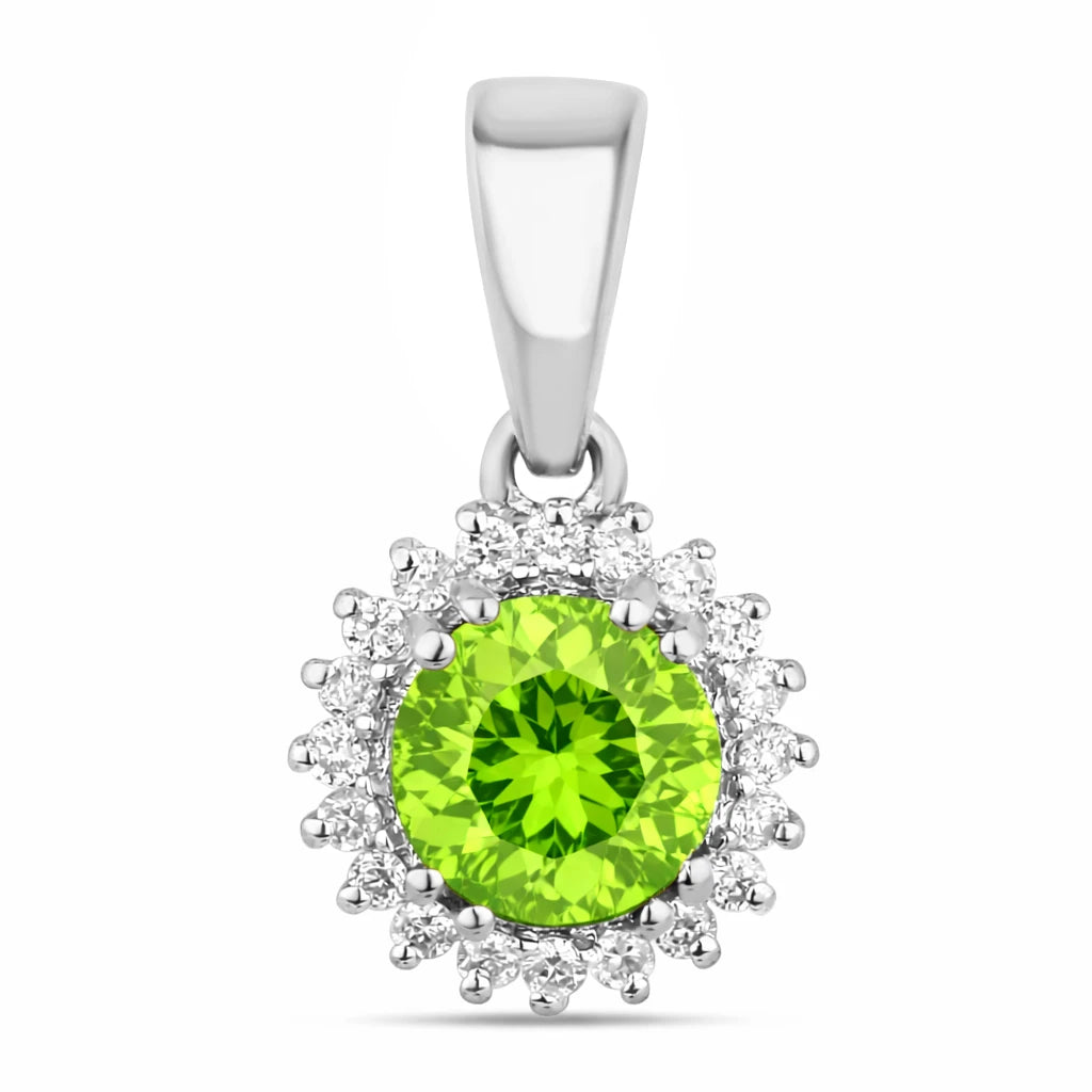 Sunburst Round Cut Diamond Accent Pendant
