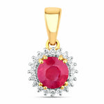 Sunburst Round Cut Diamond Accent Pendant