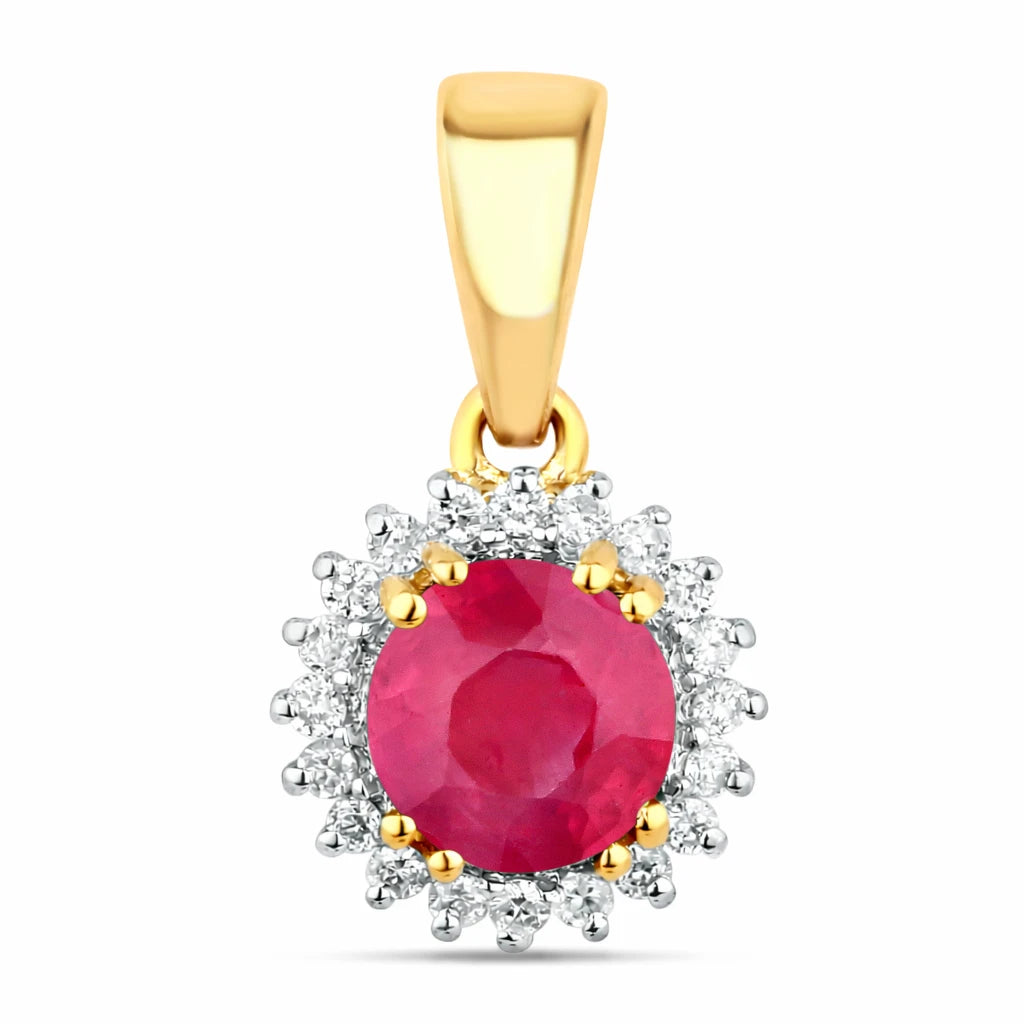 Sunburst Round Cut Diamond Accent Pendant