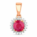 Sunburst Round Cut Diamond Accent Pendant