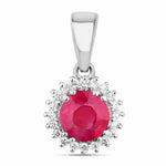 Sunburst Round Cut Diamond Accent Pendant
