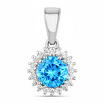 Sunburst Round Cut Diamond Accent Pendant