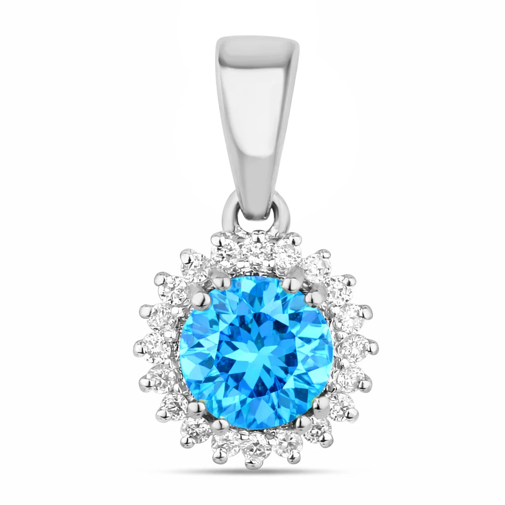 Sunburst Round Cut Diamond Accent Pendant