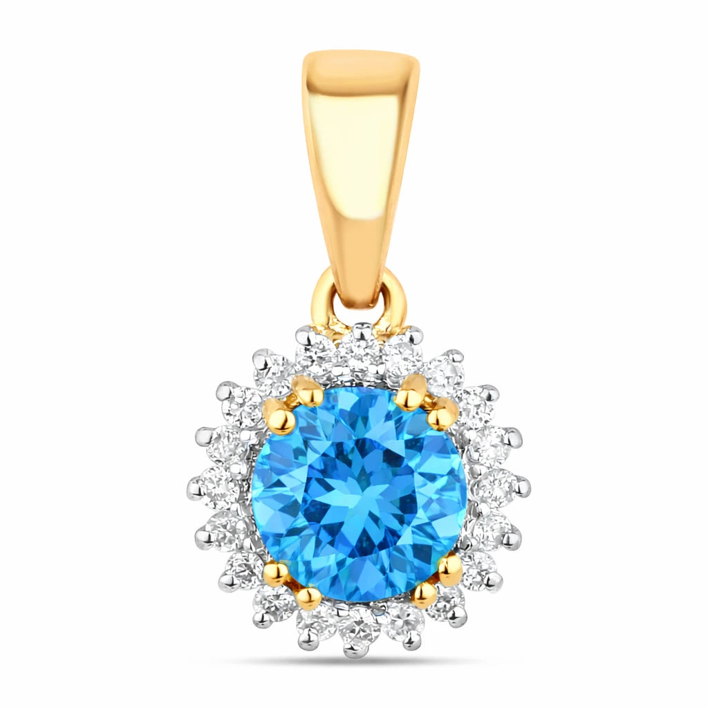 Sunburst Round Cut Diamond Accent Pendant