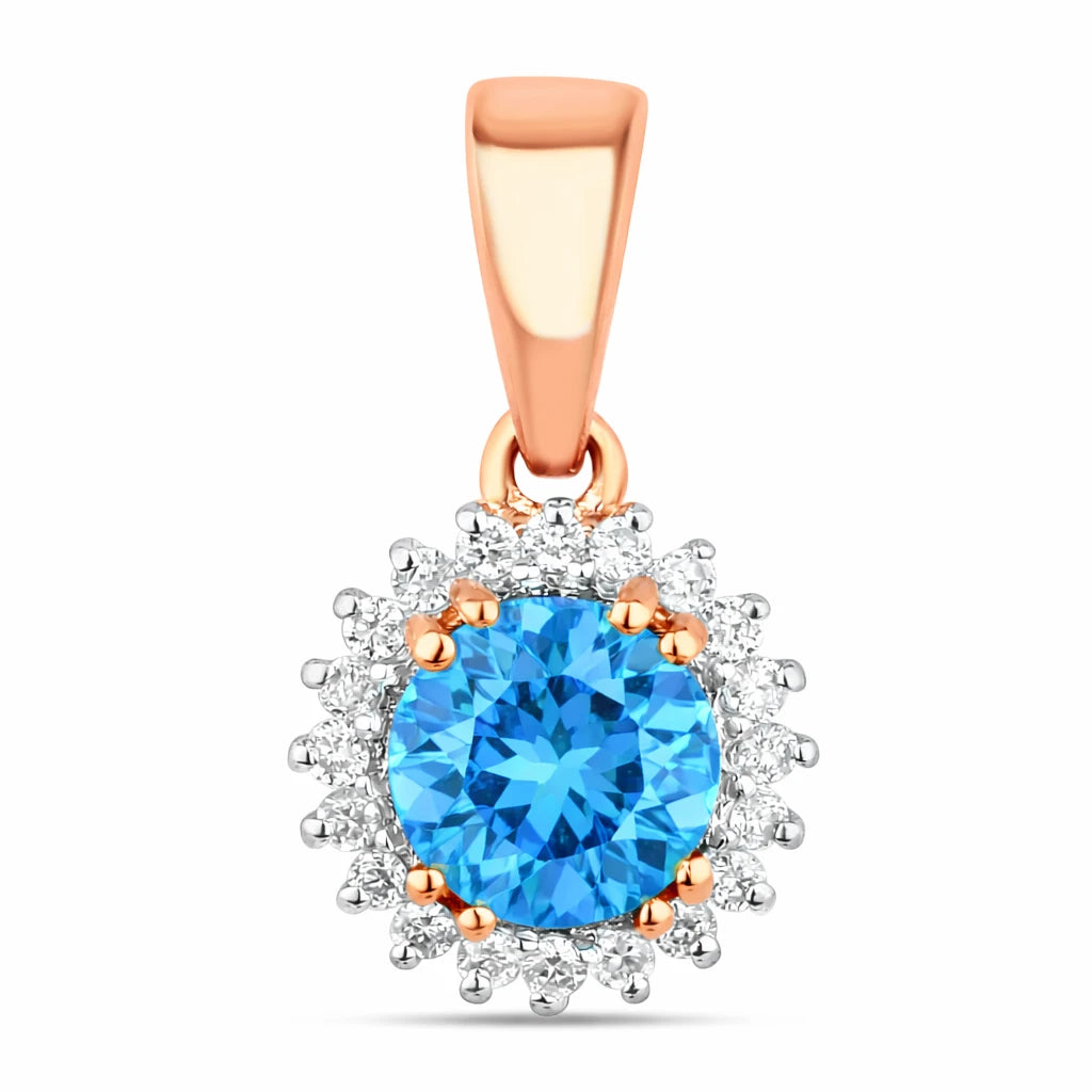 Sunburst Round Cut Diamond Accent Pendant