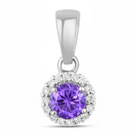 Minimalist Round Cut Amethyst Diamond Accent Pendant