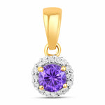 Minimalist Round Cut Amethyst Diamond Accent Pendant
