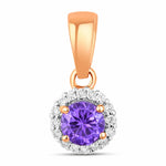 Minimalist Round Cut Amethyst Diamond Accent Pendant