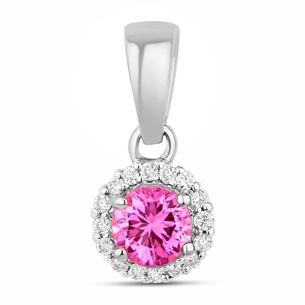Minimalist Round Cut Amethyst Diamond Accent Pendant