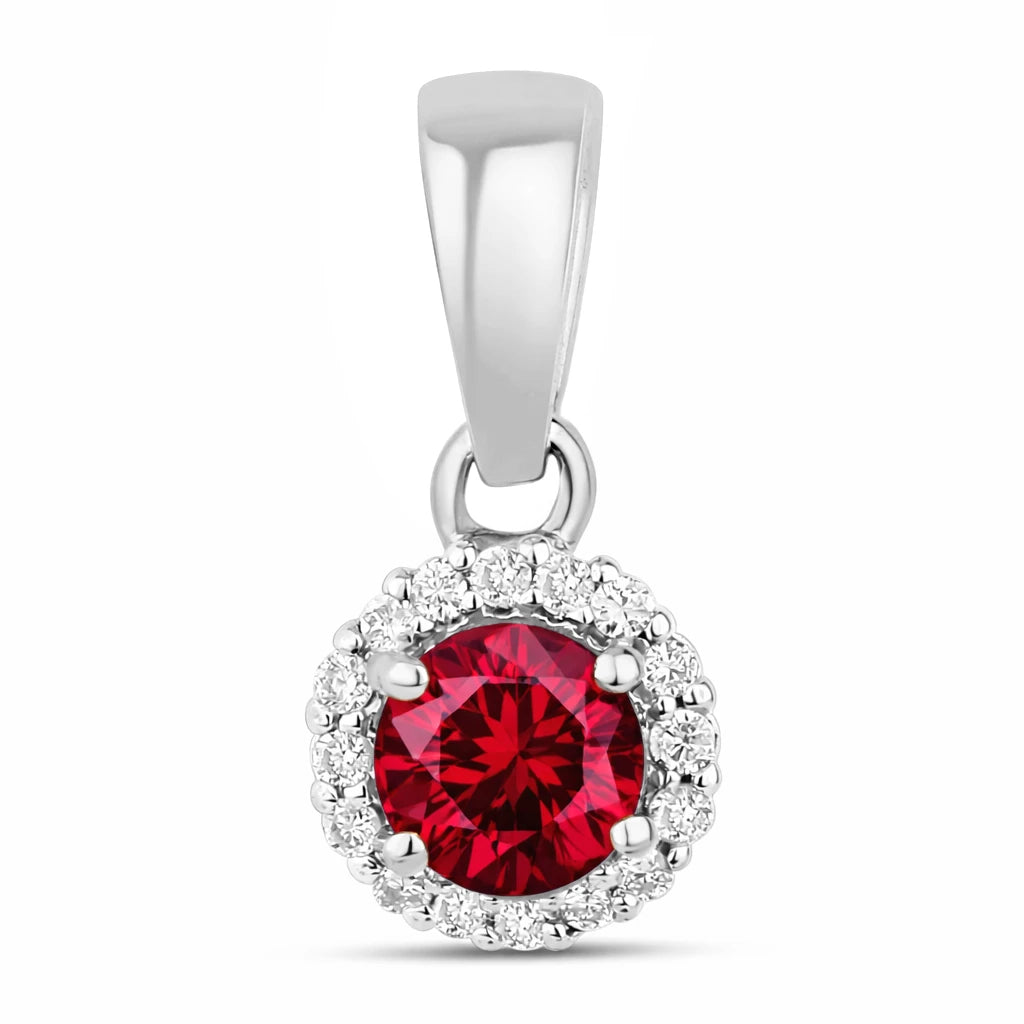 Minimalist Round Cut Amethyst Diamond Accent Pendant