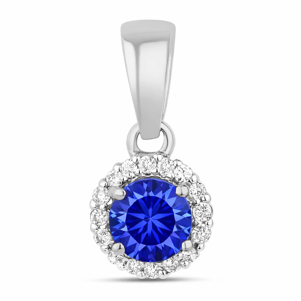 Minimalist Round Cut Amethyst Diamond Accent Pendant