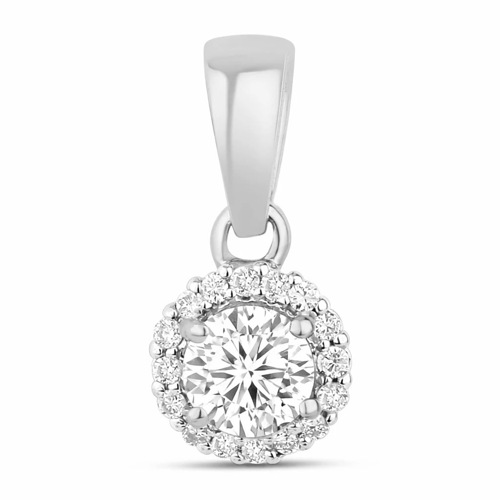 Minimalist Round Cut Amethyst Diamond Accent Pendant