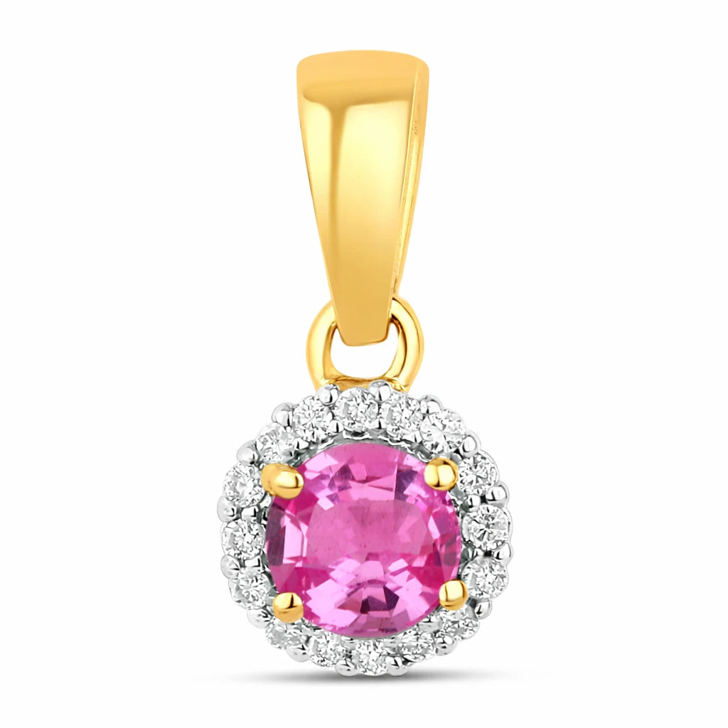 Minimalist Round Cut Amethyst Diamond Accent Pendant