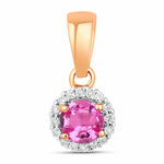 Minimalist Round Cut Amethyst Diamond Accent Pendant