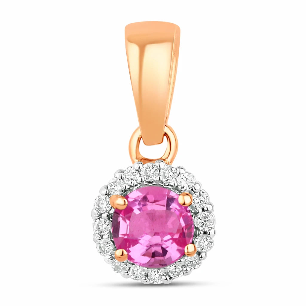 Minimalist Round Cut Amethyst Diamond Accent Pendant