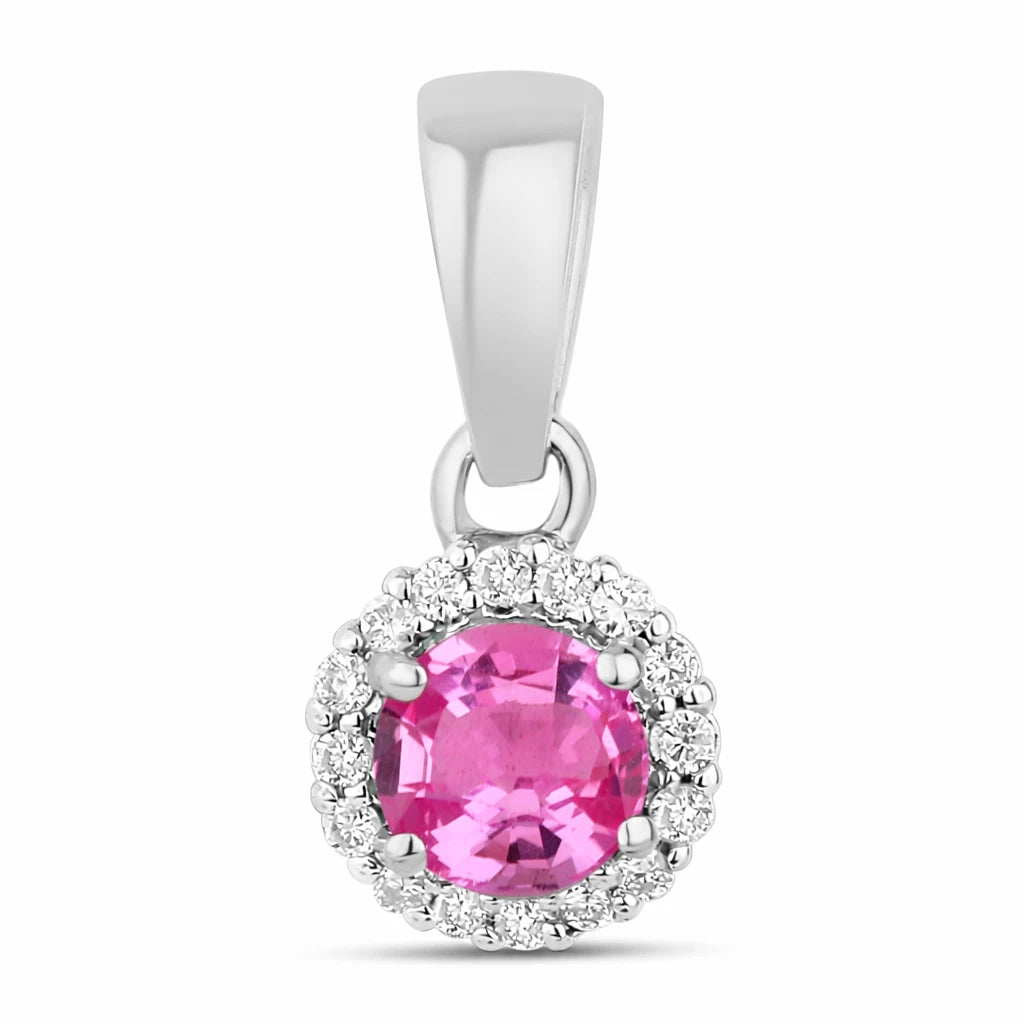 Minimalist Round Cut Amethyst Diamond Accent Pendant