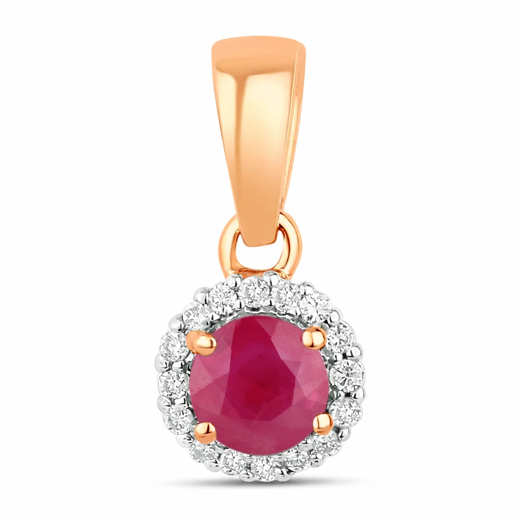 Minimalist Round Cut Amethyst Diamond Accent Pendant