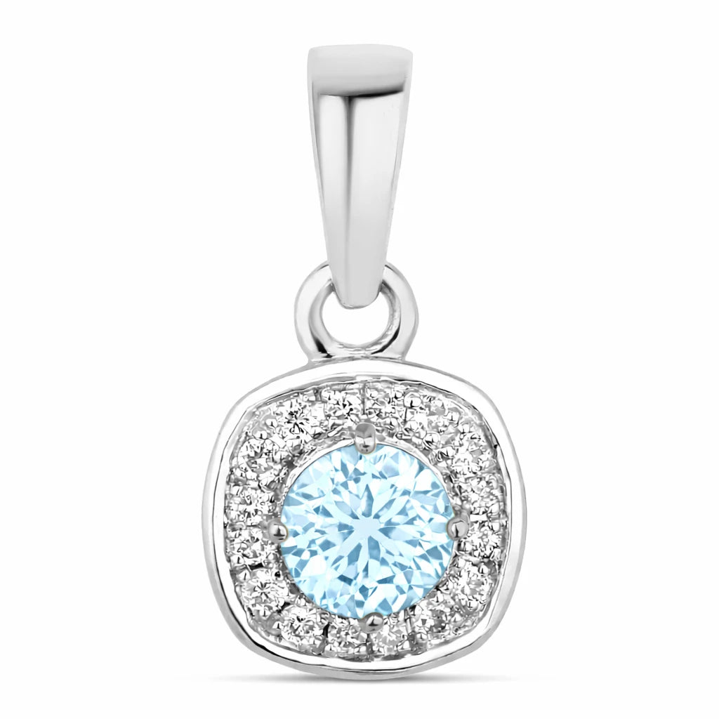 Framed Round Cut Diamond Accent Pendant