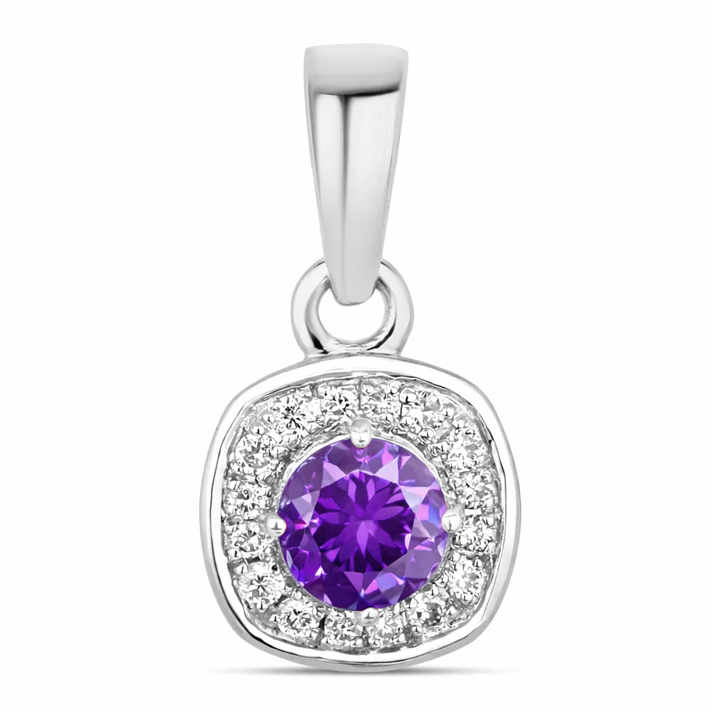 Framed Round Cut Diamond Accent Pendant