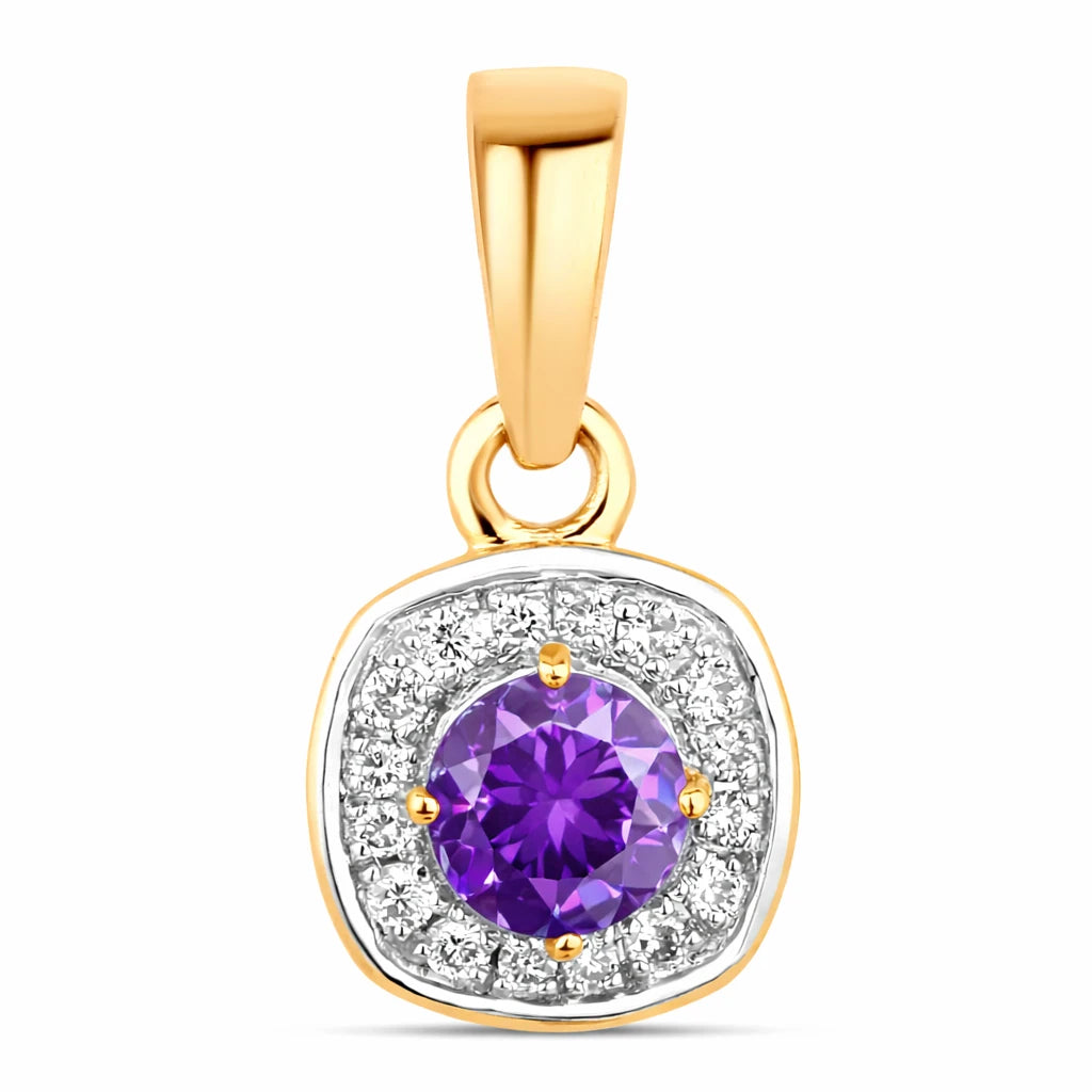 Framed Round Cut Diamond Accent Pendant
