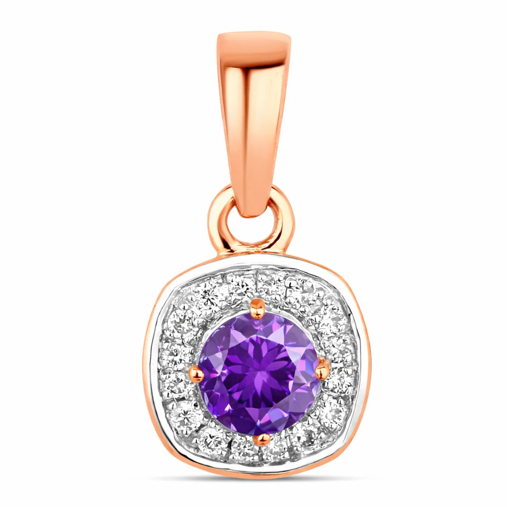 Framed Round Cut Diamond Accent Pendant