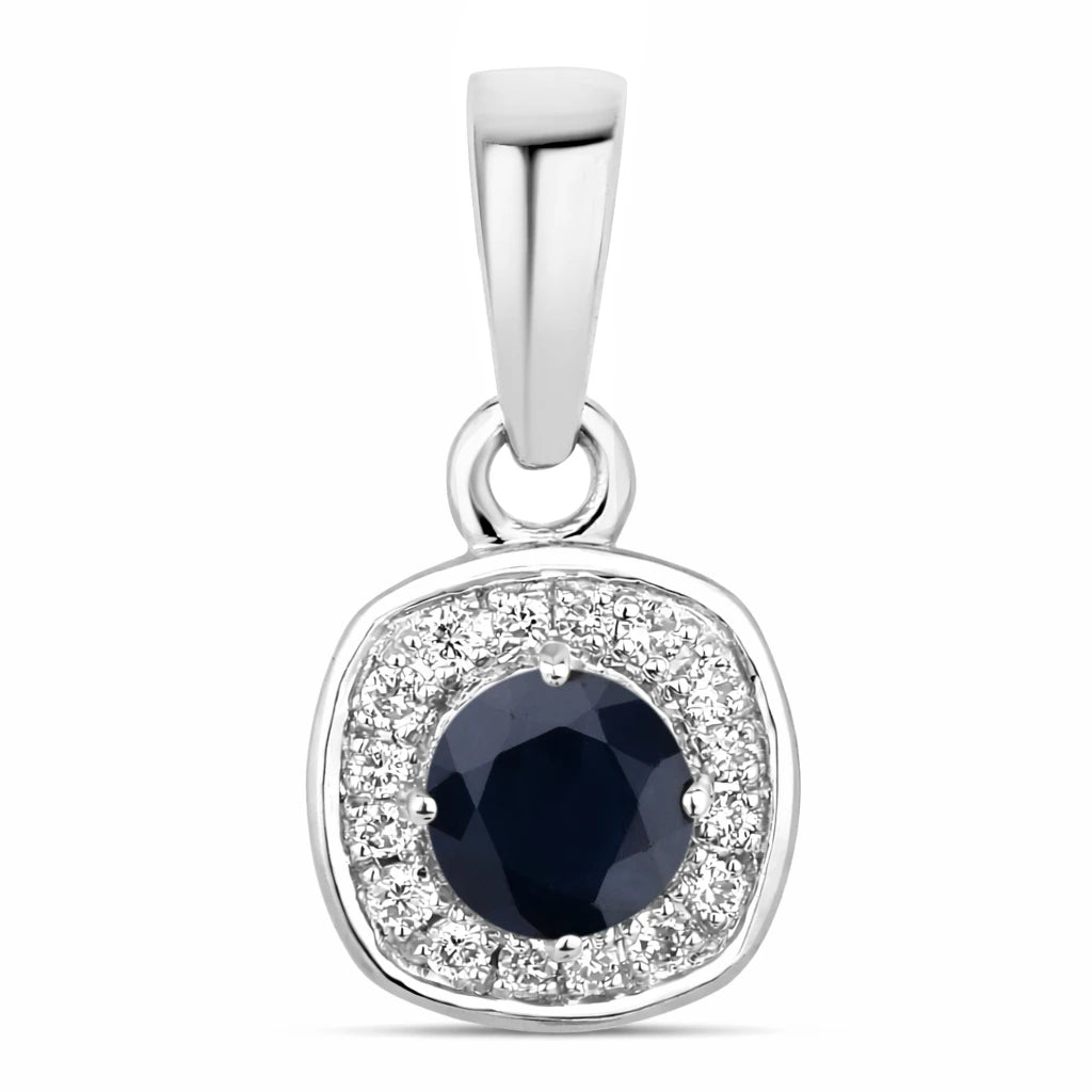 Framed Round Cut Diamond Accent Pendant